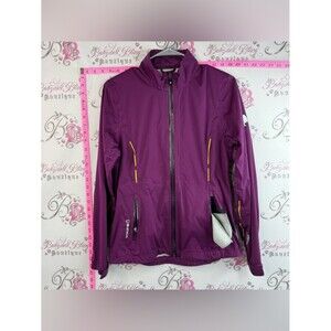 Sunice jacket lightweight fits in bag Purple Women's Jacket with Yellow Accents